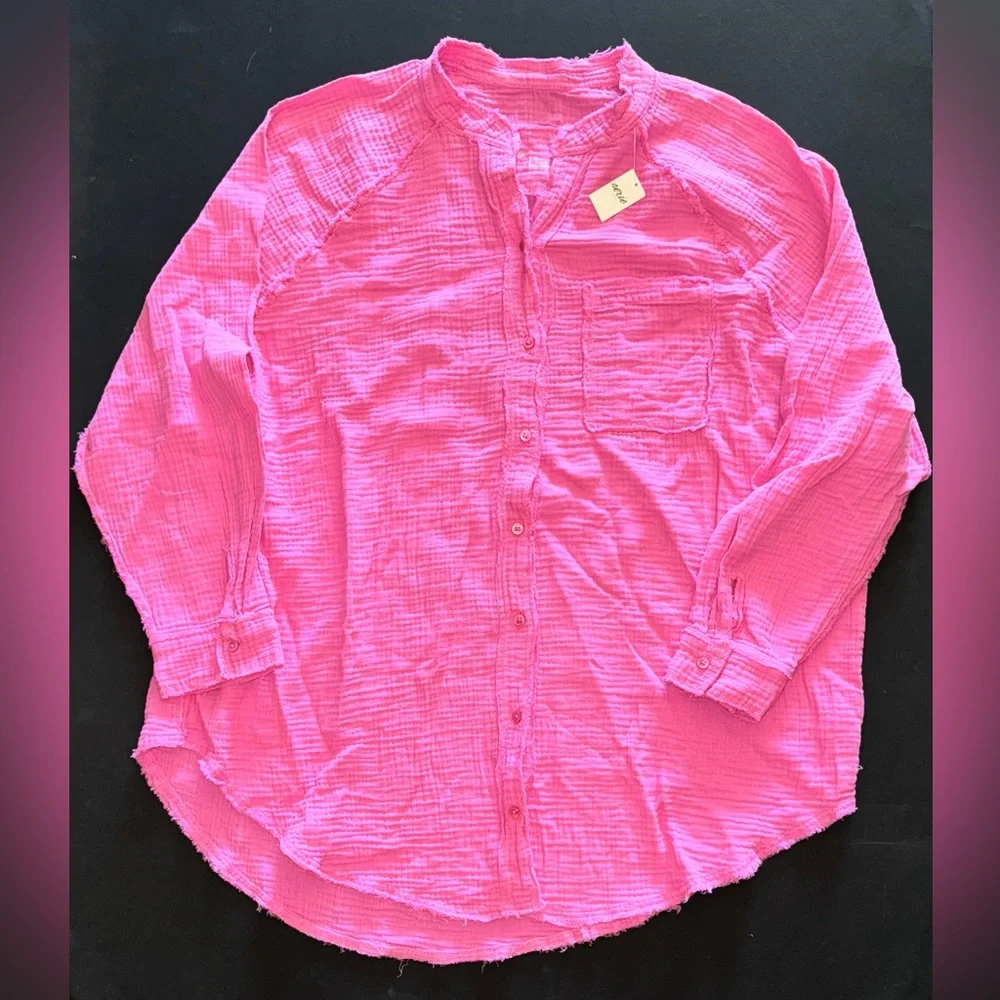 aerie | Swim | New Aerie American Oversize Eagle Shirt M Pink Pool To ...